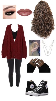 Fall Outfits, Black Jeans, Converse, Red, Black, Autumn Outfits