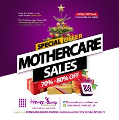 an advertisement for mothercare sales with presents