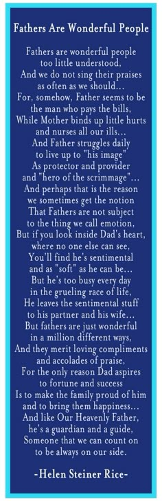 a poem written in blue with the words fathers are wonderful people