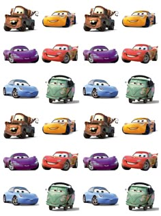 many different cars are shown together in this cartoon character photo framers imagen from the disney pixanders movie