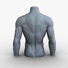 the back of a man's body is shown with no shirt on, and it appears to be gray