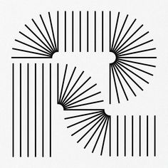 an abstract black and white image with lines in the shape of sunbursts