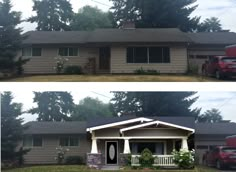 before and after shots of a house in the suburbs