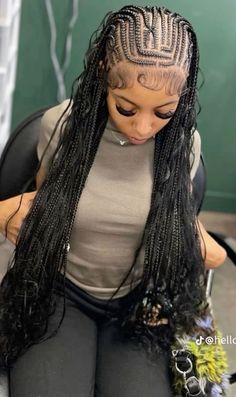 Fulani Bohemian Knotless Braids, Six Grade Hairstyles, Fifth Grade Hairstyles, Fulani Braids With Crochet Curls, Curled Fulani Braids, Long Fulani Braids Hairstyles With Curls, Fulani Braids With Goddess Curls, Middle School Braided Hairstyles Black, Birthday Hairstyles For 13 Yo