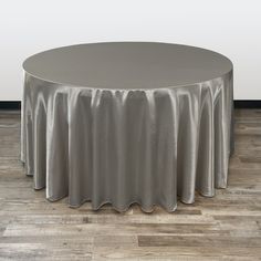 120 inch Satin Round Tablecloth Platinum - Bridal Tablecloth 72 Inch Round Table, 60 Inch Round Table, Silver Tablecloth, Satin Tablecloth, Round Tablecloths, Gray Table, Wedding Tablecloths, Table Overlays, Soft Beauty