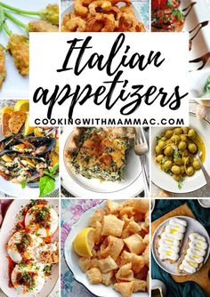 italian appetizers collage with text overlay