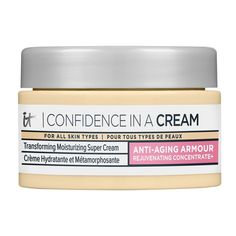 America’s #1 Best-Selling Anti-Aging Face Cream* is now SUPERCHARGED to deliver 2x more potent active ingredients and hydration than the original formula so you can experience even better visible results for wrinkles, firmness, plumpness and more! Try it and see why one Confidence in a Cream is sold every minute in the U.S.!** Patented Anti-Aging Armour Rejuvenating Concentrate contains higher concentrations of niacinamide, squalane and peptide-lipid complex to solve 10 signs of aging skin in ju Aging Face, Skin Care Wrinkles, Anti Aging Face Cream, Hydrating Moisturizer, Anti Aging Moisturizer, Anti Aging Face, Oily Skin Care, It Cosmetics, Face Hydration