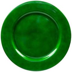 an empty green plate on a white background