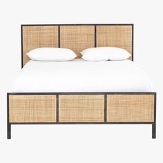 Castara Black Cane Bed Side View Rattan Bed Frame, Bed Measurements, Cane Bed, Rattan Bed, Caned Headboard, King Platform Bed, Queen Platform Bed, High Fashion Home, Black Bedding