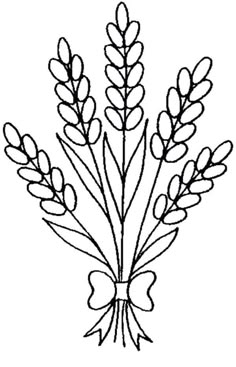 the outline of a plant with leaves and flowers on it, in black and white