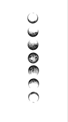 three phases of the moon in black and white