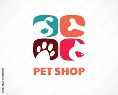 pet shop logo design with dog and cat silhouettes