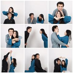 a collage of people posing with each other in different poses and smiling for the camera