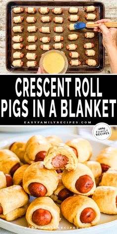 the recipe for crescent roll pigs in a blanket is shown