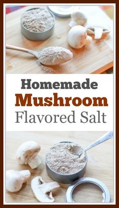 homemade mushroom flavored salt in a bowl and spoon