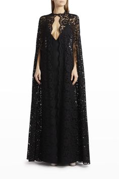 Black Lace Jacket, Valentino Gowns, Lace Coat, Lace Cape, Sewing Wedding Dress, Black Cape, Valentino Dress, Lace Side, Embellished Gown