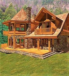 this is an artist's rendering of a log home