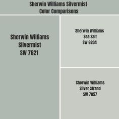 the names and numbers of several different types of paint colors in gray, green, white, and black