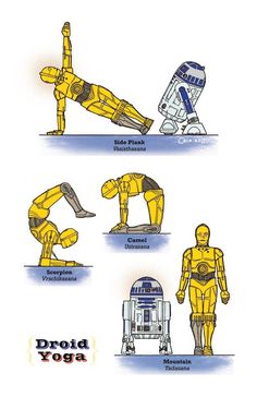 the star wars characters are doing different yoga poses and stretching exercises for their body muscles