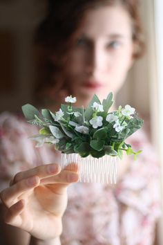 Eucalyptus hair comb greenery succulent Bridal hair vine boho | Etsy Small Fabric Flowers, Flower Garland Hair, Flower Girl Tiara, Flower Wreath Hair, Floral Headpiece Wedding, Pink Flower Headband, Flower Crown Bride, Bridal Floral Crown, Flower Crown Bridesmaid