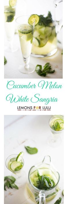 cucumber melon white sangria with lemons for luu - recipe