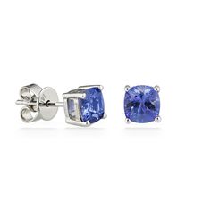 14K White Gold Effy Stud Earrings with 0.95 Carats (total weight) of Tanzanite. The earrings measure approximately 3/16" in width. Tanzanite Studs, White Gold, Stud Earrings, Gold, White