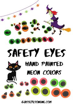 Safety Eyes Hand Painted Neon Colors for Halloween and Fall Arts & Crafts.  Use in Crochet, Sewing, Amigurumi Halloween Crochet