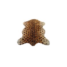 a brown and black animal print rug on a white background with the top part of it's tail