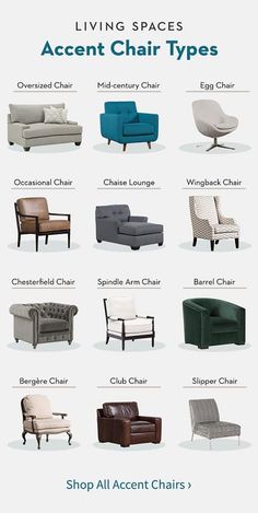 the different types of chairs and couches