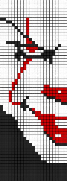 a cross stitch pattern with the image of a woman's face in red and black