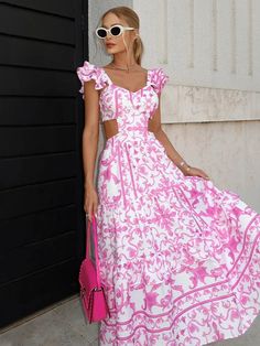 fashion, shoes, style, women's clothing, dress, bags, beauty, brand فستان زهري, Backless Dresses, Beach Pink, Boho Beach Dress, Short Pattern, Sleeveless Long Dress, Jane Dress, Printed Long Dresses, Dresses 2024