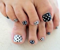 Cute black & white polka dot CalGel pedi! @MarsTheSalonLA! Polka Dot Pedicure Toenails, Polka Dot Toe Nails, Polka Dot Pedicure, Mars Bars, Feet Nail Design, Dot Nails, Foot Nail