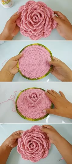 crocheted dishcloth being made with yarn