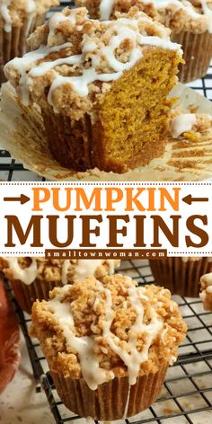 Bring fall with a smile in this simple pumpkin dessert! This Pumpkin Muffins recipe features a blend of pumpkin pie spice, a mile-high crumb topping, and a cinnamon maple drizzle. Baked up this moist dessert, and pin it for your simple fall recipe! Moist Pumpkin Muffins, Best Pumpkin Muffins, Nutella Muffin, Pumpkin Streusel, Pumpkin Streusel Muffins, Muffins Blueberry, Pumpkin Muffins Easy, Morning Glory Muffins, Small Batch Recipes