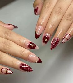 Maroon Nails, Cherry Nails, Girly Acrylic Nails, Casual Nails, Classy Acrylic Nails, Nail Art Ideas