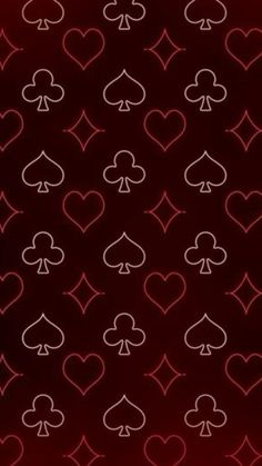 hearts and spades are drawn on a red background with white lines in the middle