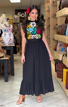 Authentic Mexican Dresses For Women, Mexican Business Outfit, Fiesta Dress Up, Mexican Dinner Outfit Ideas, Fiesta Themed Outfit Women, Mexican Themed Dress, Cinco De Mayo Outfit Women Traditional, Mexican Dress With Boots, Mexican Party Dress Up