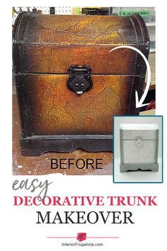 an old trunk has been transformed into a decorative makeover