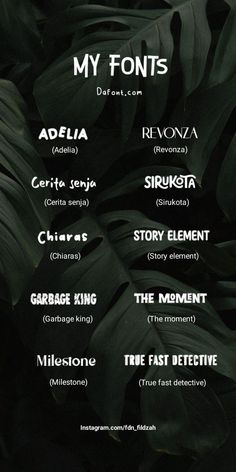 a poster with the names of different types of plants