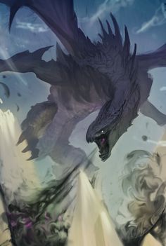 a dragon is flying through the air with its wings spread