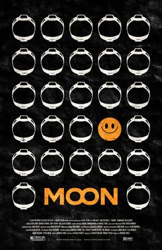 a movie poster with rings and smiley faces on it's sides, the words moon are