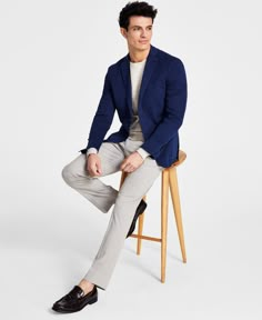 in stock Navy Blue Blazer Outfit Mens Casual, Blue Blazer Outfit Men Casual, Mens Business Outfits, Navy Blue Blazer Outfit Mens, Navy Blue Outfit Men, Boys Homecoming Outfits High School, Mens Branding, Blazer 2024, Man Blazer Casual