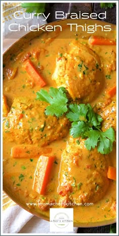 curry braised chicken thighs with carrots and parsley