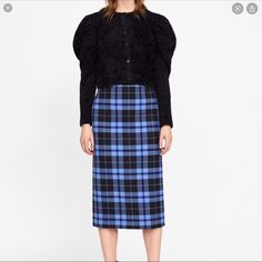 Zara Blue Plaid Skirt Never Worn Blue Plaid Skirt Outfit, Blue Plaid Skirt, Plaid Skirt Outfit, Checkered Skirt, Skirt Outfit, Plaid Skirt, Plaid Skirts, Zara Dresses, Blue Plaid