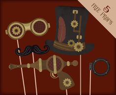 a set of photo props including a top hat, eyeglasses and mustaches