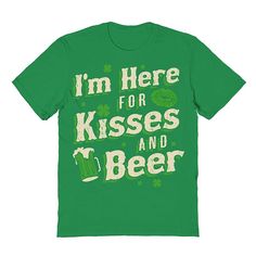 Show off your St. Patrick's Day spirit with this Men's St Patrick's Day Kisses And Beer Graphic Tee.FEATURES Crewneck Short sleeveFABRIC & CARE Cotton Machine wash Imported Size: XXL. Color: Turf Green. Gender: male. Age Group: adult. Cricut St Patricks Day Shirts, Diy Costume Ideas, Party Outfit Men, Beer Graphic, Irish Luck, Quilted Clothing, Guy Fits, St Patrick's Day Outfit, Leprechaun Hats