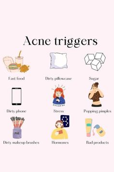 #skin car beaute tips makeup 2024 Beauty Infographic Design, How To Keep Clear Skin, Acne Triggers, Tips For Clear Skin, Acne Makeup, Skincare For Oily Skin, Skin Advice, Good Skin Tips, Basic Skin Care Routine