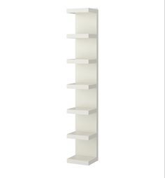 a white shelf with five shelves on each side