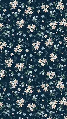 a blue background with white and pink flowers on the bottom right corner is an image of a flowery pattern