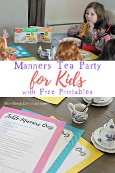 Manners Tea Party with LunchMakers® | Free printables and great tips for making a simple and fun tea party for kids to learn and practice good table manners. Teach your kids and make it fun! #manners #teaching #classroom #learning #homeschool #americangirl #dolls #teaparty Tea Party For Kids, Manners Activities, Good Table Manners, Tea Party Activities, Tea Party Crafts, Poetry Tea, Poetry Tea Time, Manners For Kids, Royal Tea Parties